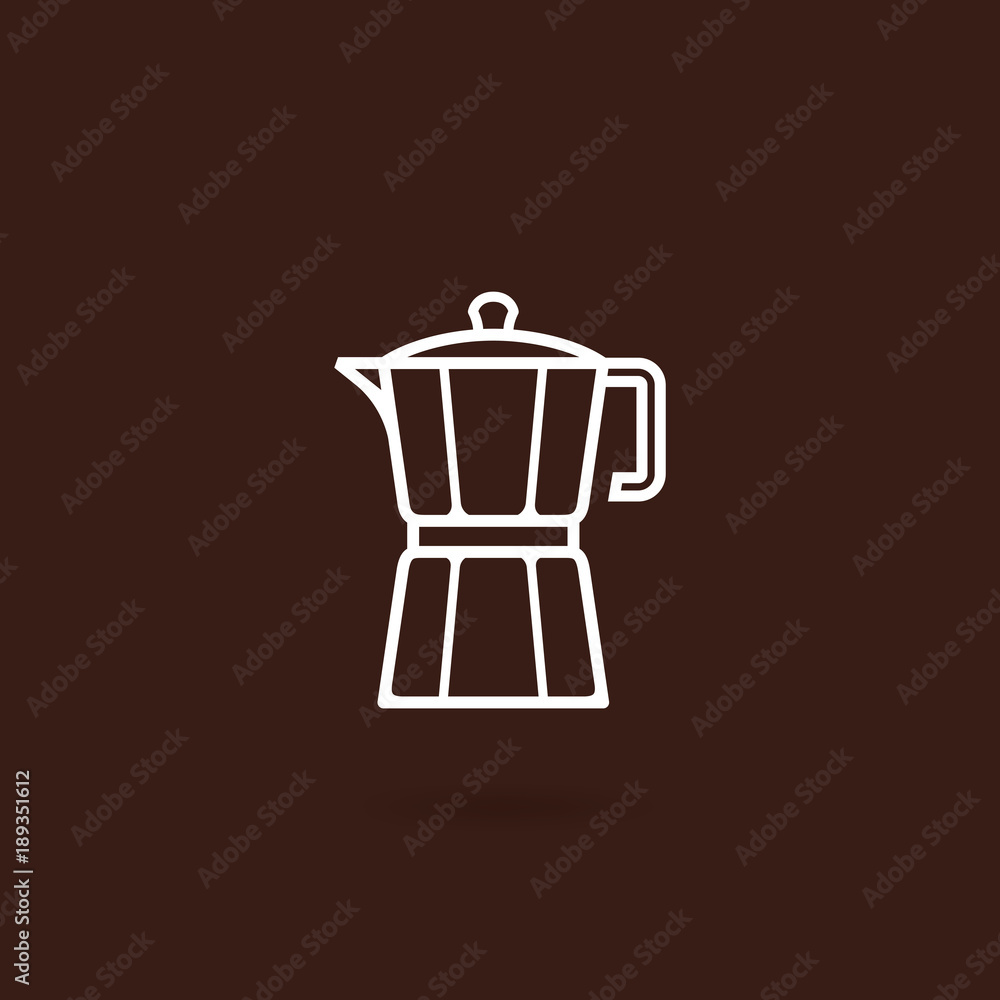 Moka pot icon. Coffee maker vector illustration with brown background. Moka  pot icon in line style design. Flat coffee maker icon on white background.  Italian coffee maker Stock Vector | Adobe Stock