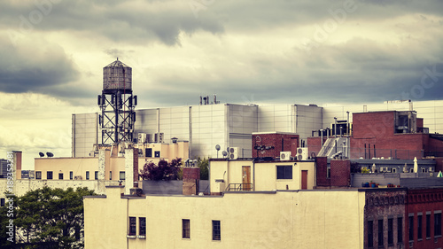 Roofs of the New York City, color toned picture, USA.