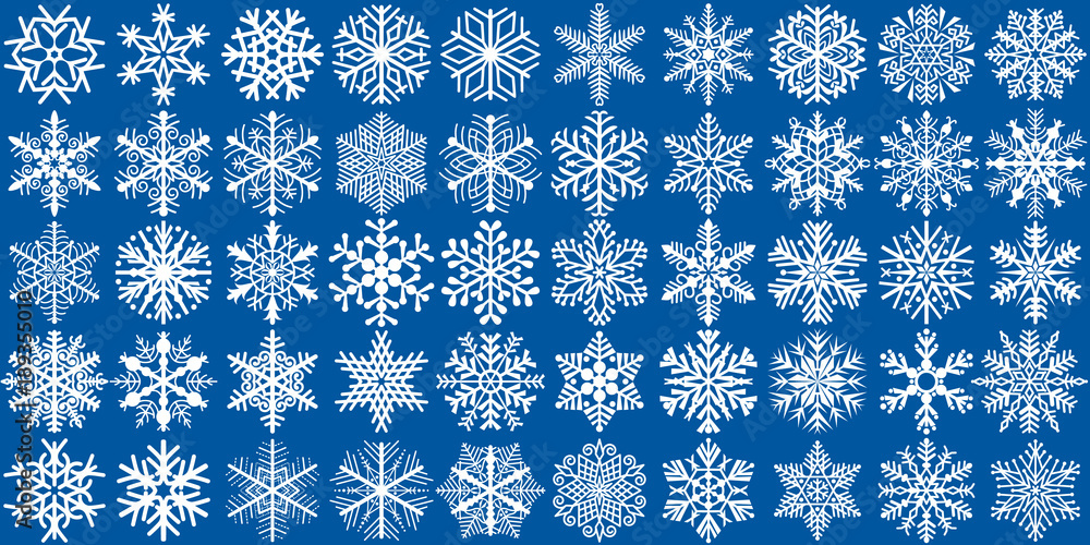 Set of 50 vector snowflakes Set of 50 vector snowflakes