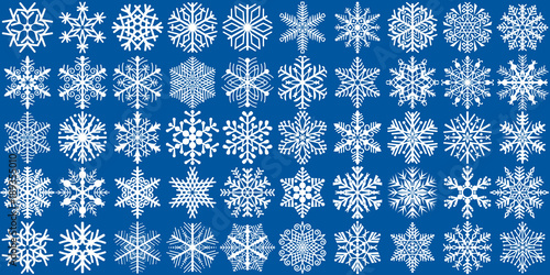 Set of 50 vector snowflakes photo