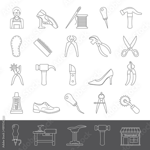 Line Icons - Shoemaker Tools and Equipment