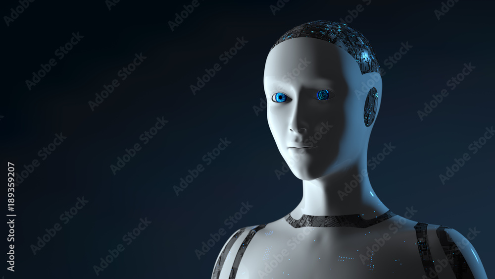 Female Cyborg Robot - 3D render of a futuristic robot conveying artificial intelligence, work and production automation in the digital age Female Cyborg Robot - 3D render of a futuristic robot conveying artificial intelligence, work and production automation in the digital age