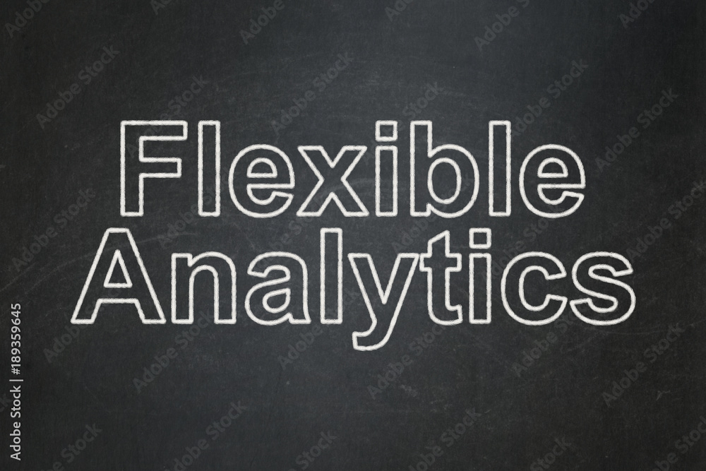 Business concept: text Flexible Analytics on Black chalkboard background Business concept: text Flexible Analytics on Black chalkboard background