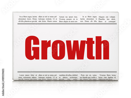 Business concept: newspaper headline Growth on White background, 3D rendering