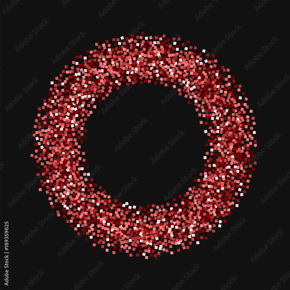 Red gold glitter. Bagel shape with red gold glitter on black background. Gorgeous Vector illustration. Red gold glitter. Bagel shape with red gold glitter on black background. Gorgeous Vector illustration.