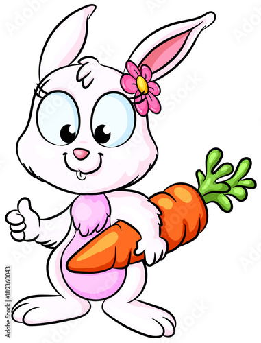 Niedlicher Osterhase mit Karotte - Vektor-Illustration