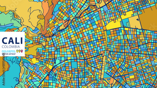 Cali, Colombia, Colorful Vector Artmap