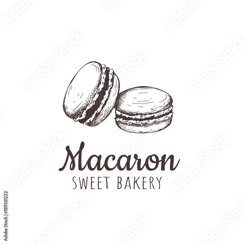 Fototapeta Macaron, macaroon, Macaron sketch hand drawing.