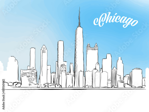 Sketch of Chicago, Illinois, USA