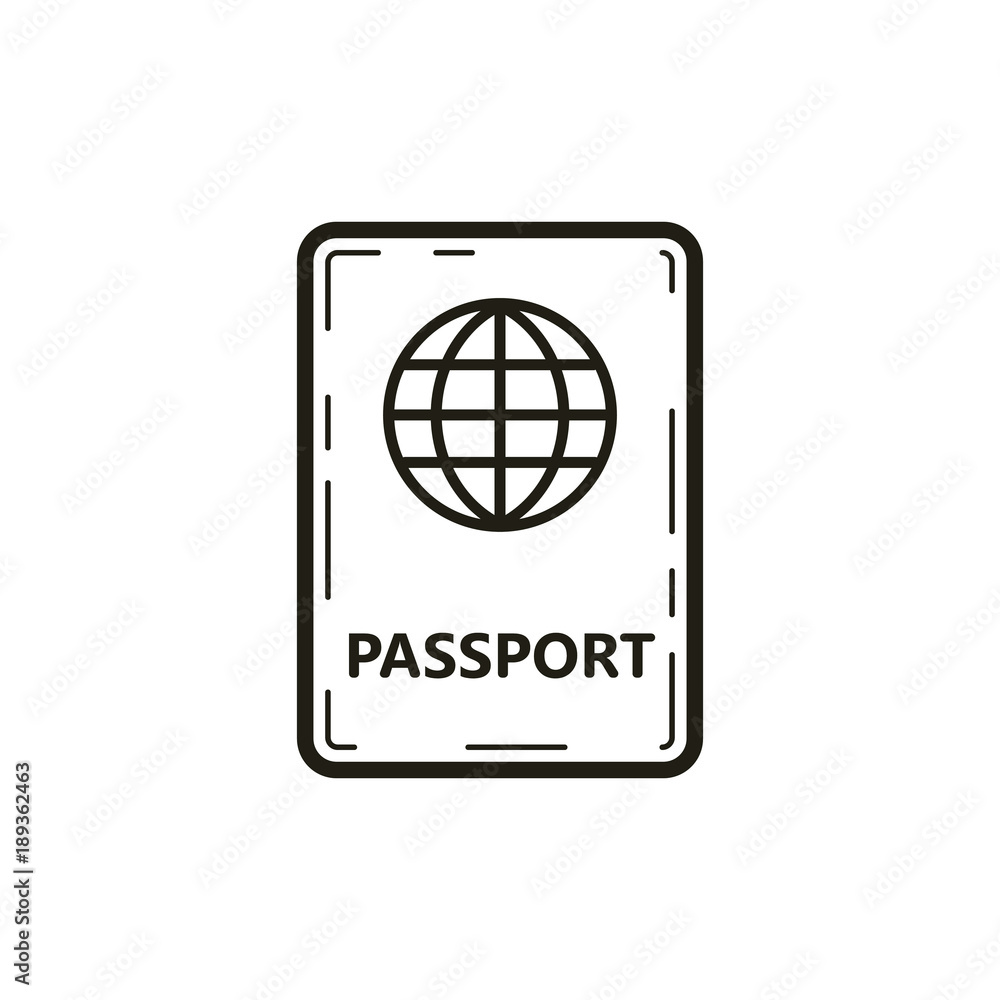 black and white linear passport icon black and white linear passport icon