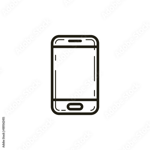 black and white linear smartphone icon