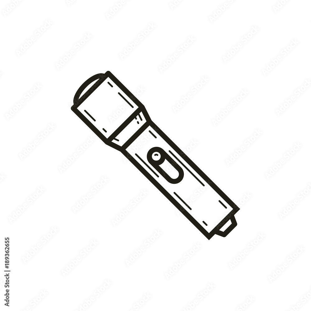 black and white linear flashlight icon black and white linear flashlight icon