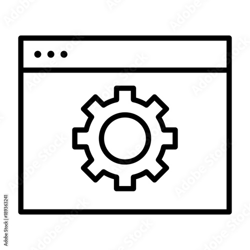 Computer Settings Line Icon. Gear Vector Simple Minimal 96x96 Pictogram