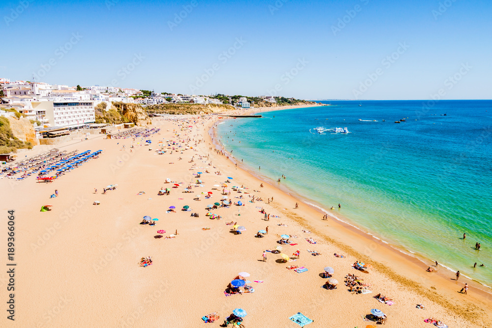 Beautiful sandy Albufeira beach on the Algarve, Portugal