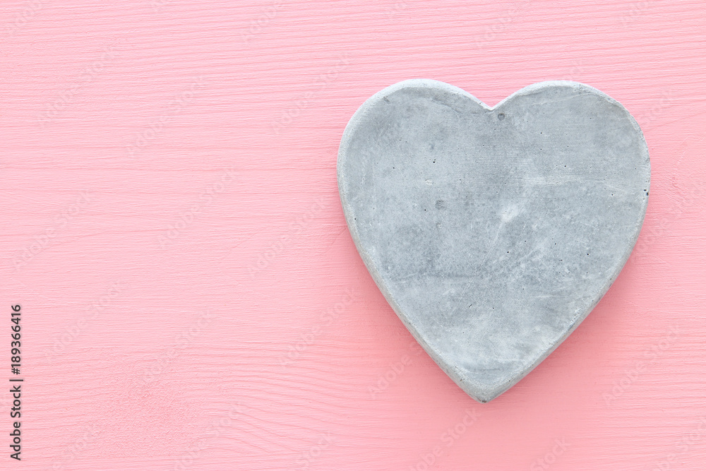 Valentine's day concept. heart over pastel pink background. Top view.