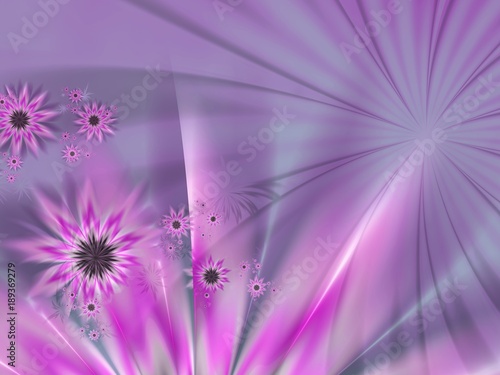 Fractal image,beautiful template for inserting text in blue and purple color...Background with flower..Floral template with place for text...Graphic design for business cards and like.