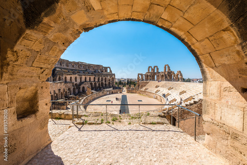 Amphitheatre of El Jem in Tunisia photo