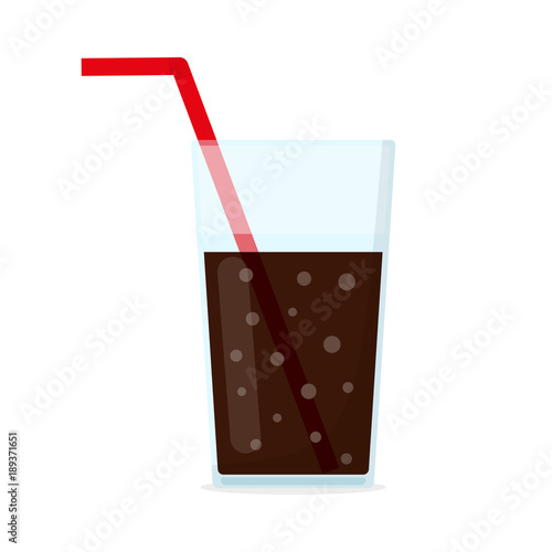 Glass cup with cola. Vector illustration.