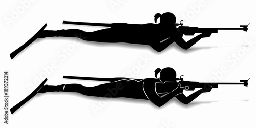 silhouette of a biathlon shooter , vector draw