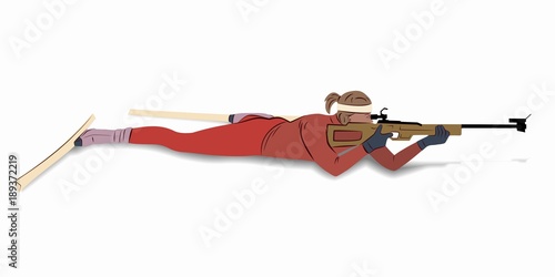 illustration of a biathlon shooter , vector draw