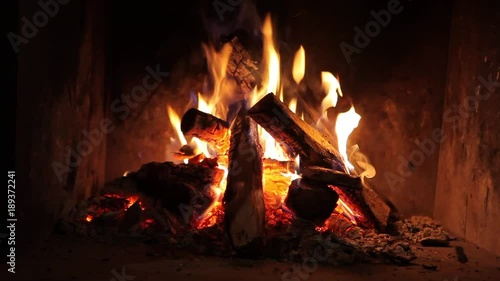 fire burning in fireplace house