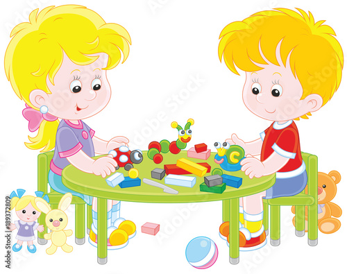 Little children sculpturing...