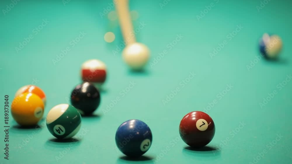 Billiards, somebody person kick cue to ball Billiards, somebody person kick cue to ball