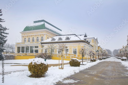 Center of small spa town Frantiskovy Lazne (Franzensbad) in west part of Czech Republic (region Karlovy Vary)