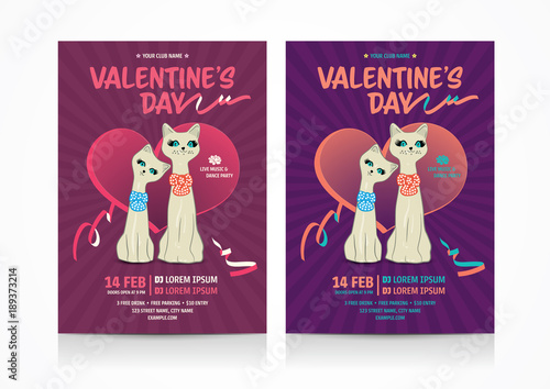 Valentine's day flyers. Vector illustration.