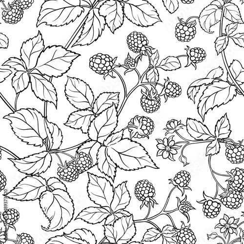 raspberry seamless pattern