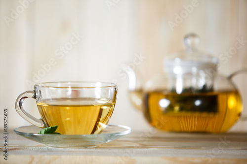 Hot herbal healthy tea with ingredients