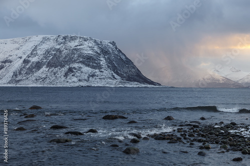 Winter landscape at Godoya Island, Alesund. Norway.