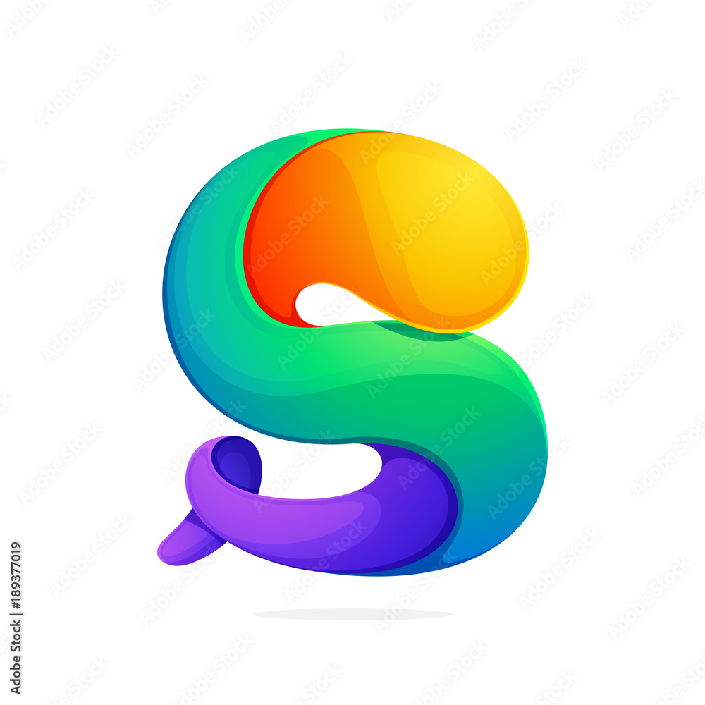 S letter colorful logo from a twisted line. S letter colorful logo from a twisted line.