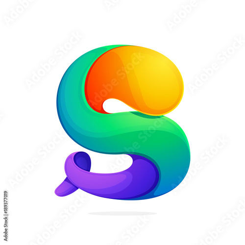 S letter colorful logo from a twisted line.