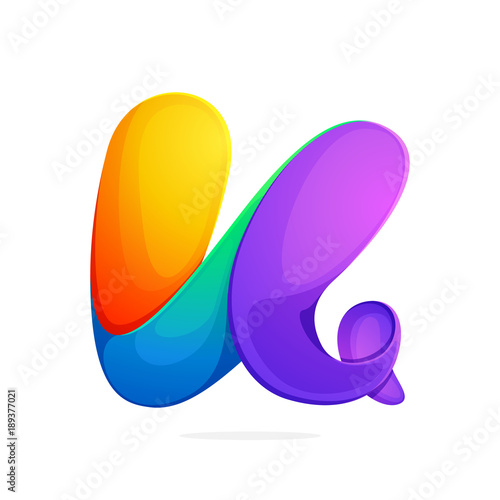 K letter colorful logo from a twisted line.