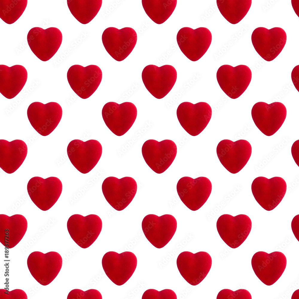 Red velvet heart seamless pattern, valentines day background