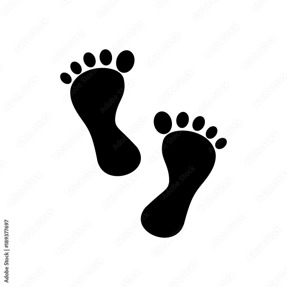 Black silhouette. Human footprint. Icon. Isolated on white background. Vector Black silhouette. Human footprint. Icon. Isolated on white background. Vector