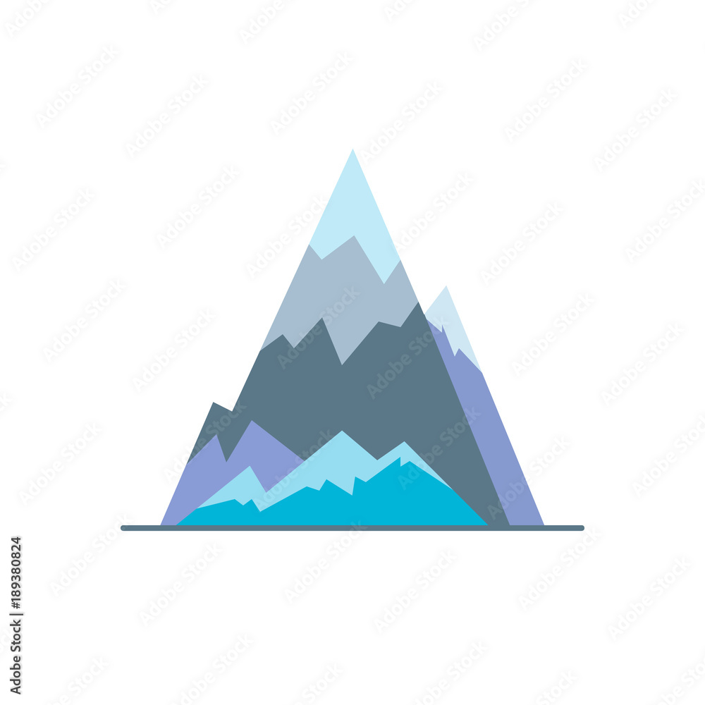 Ice mountain peak icon in flat style