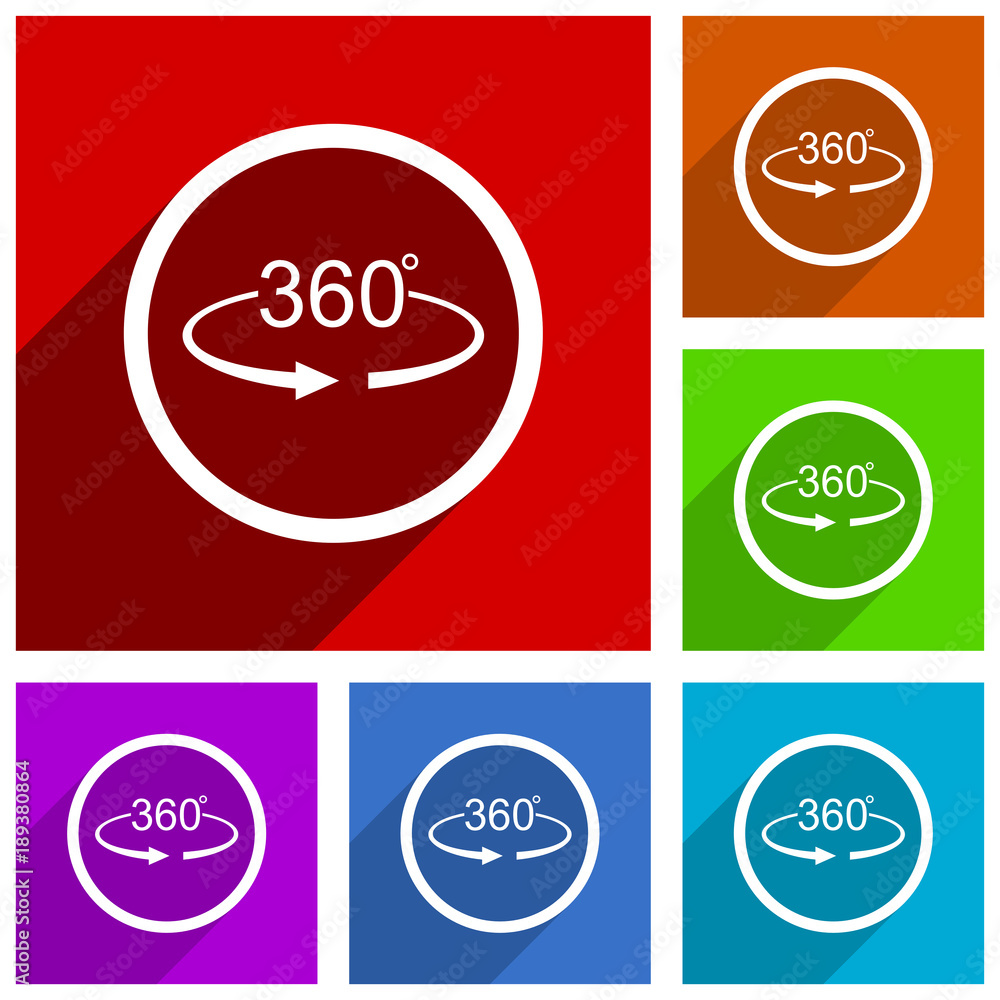 Panorama 360 vector icons. Flat design colorful illustrations for web designers and mobile applications in eps 10