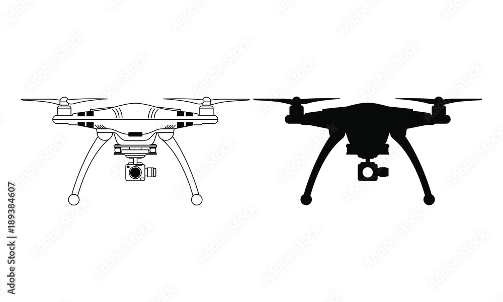 Drone silhouette vector flying copter Stock Vector | Adobe Stock