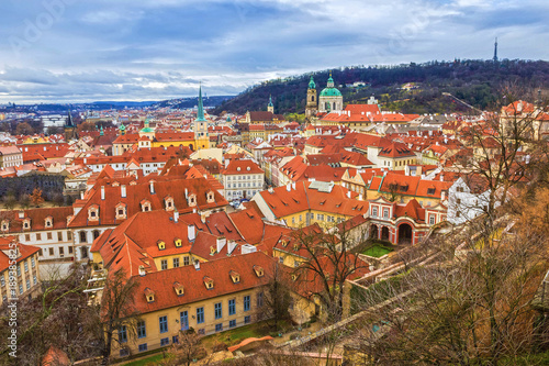 Fototapeta Naklejka Na Ścianę i Meble -  The aerial panorama of roofs at old town Prague, Czech republic