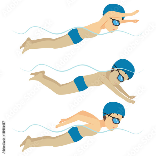 Set with athlete man swimmi...