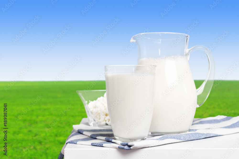 milk on wooden table