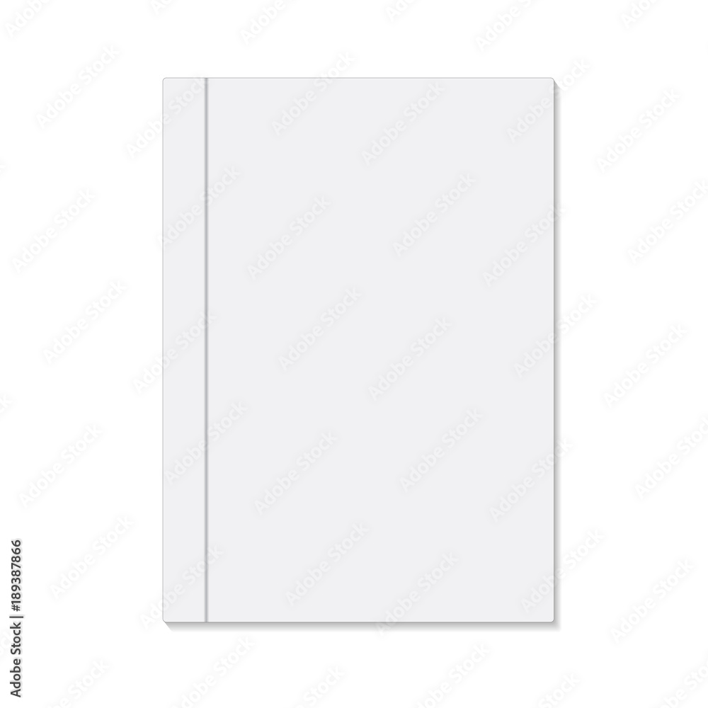 Blank white book cover, stock vector illustration