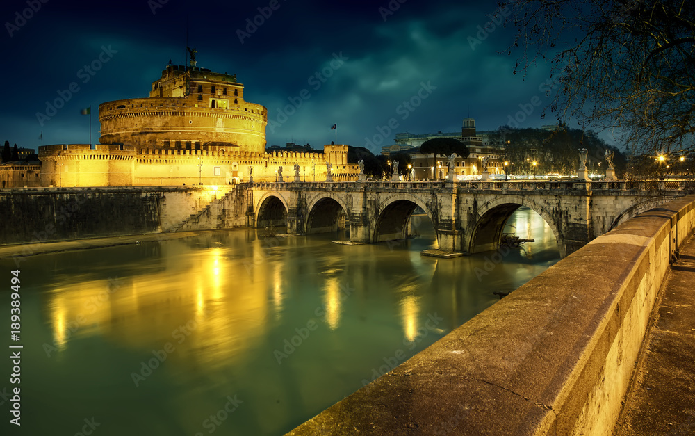 Rome, Italy. Mausoleum of Hadrian, known as the Castel Sant'Angelo.