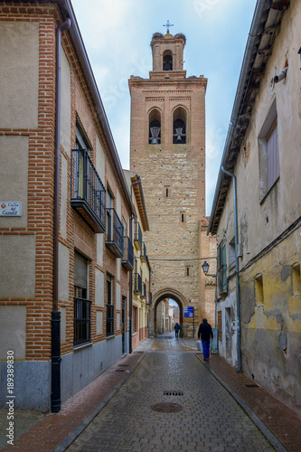 Fototapeta Naklejka Na Ścianę i Meble -  street in medieval village of Castilla, Spain. Rainy day