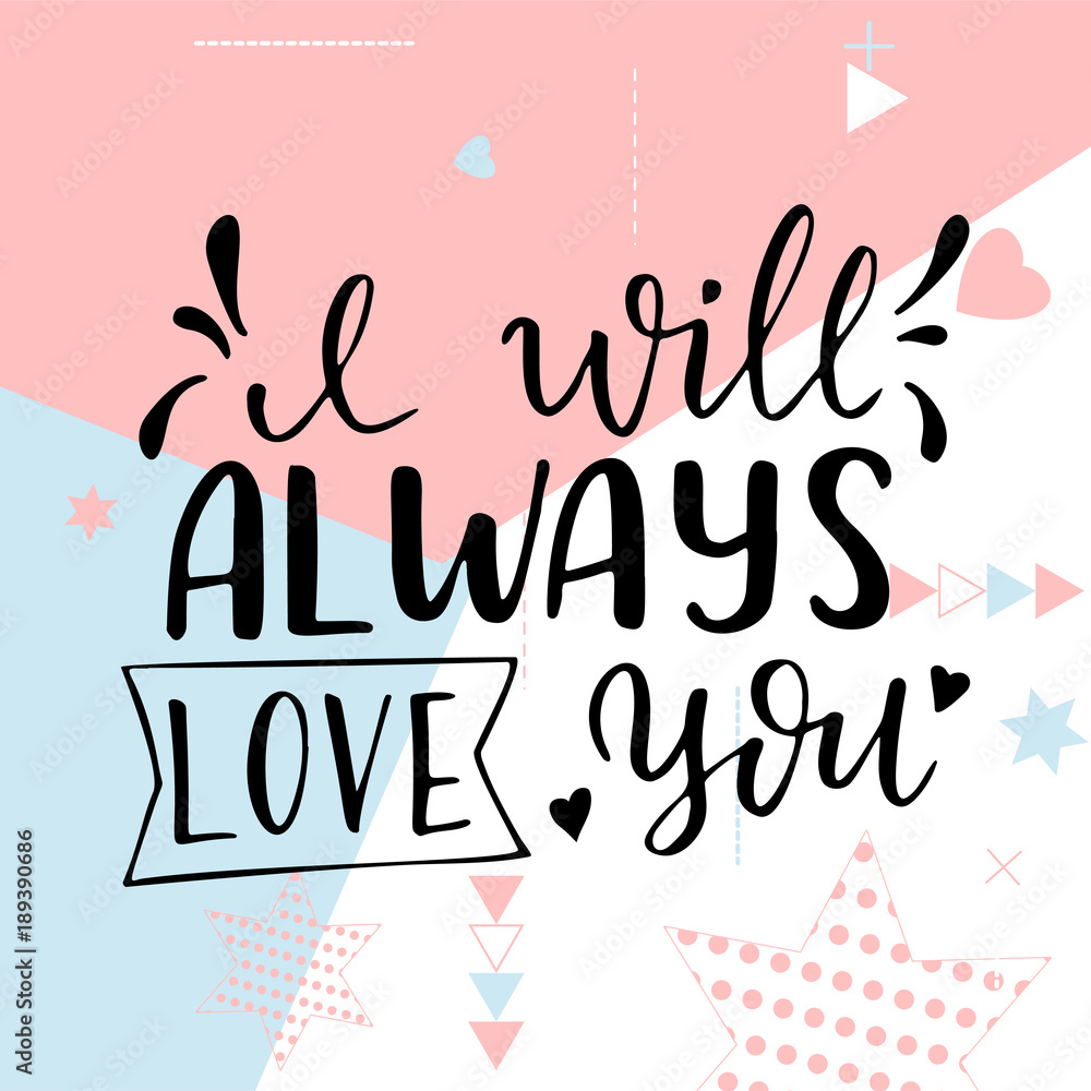 Obraz premium Hand drawn poster with love elements. Brush calligraphy. Happe Valentines Day. Vector illustration