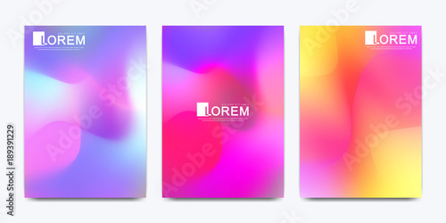 Modern vector template for brochure, leaflet, flyer, cover, catalog in A4 size. Abstract fluid 3d shapes vector trendy liquid colors backgrounds set. Colored fluid graphic composition illustration.