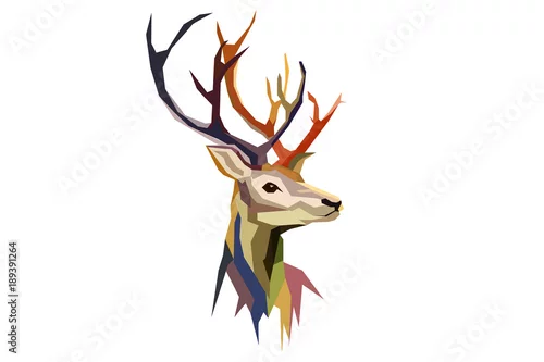 Naklejka na ścianę Jeleń Low Poly