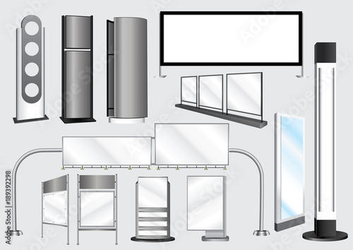 Set of vector illustrations of templates for branding, design of billboards and advertising structures 